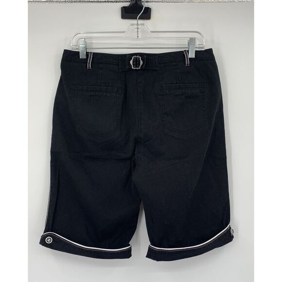 LARRY LEVINE Stretch Black with‎ White Trim Accent Women's Cuffed Shorts Size 8 - Picture 5 of 8